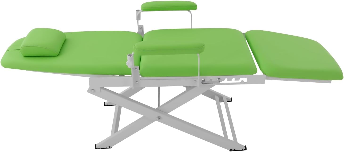 Portable Folding Mobile Dental Chair, Dentist Chair with LED Light, Adjustable Height Medical Chair 330lbs Capacity with 360° Rotating Arm for Clinic Hospital Medical Treatment Home Salon (Green)