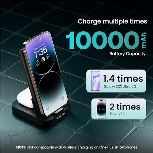 Ambrane 10000mAh 4 in 1 Wireless Charging Power Bank Black - Image 5