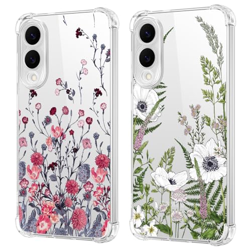 Coque Samsung S25 Edge transparente à motif floral pour femme active en ville