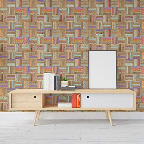 Image of DWELLSINDIA Wood Woven Self Adhesive Wallpaper Waterproof, Scratch Resistant, Laminated 41cm x 122cm