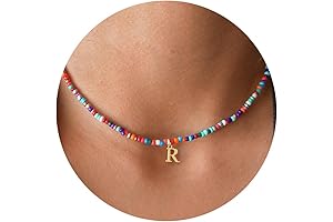 Colorful Beaded Initial Necklaces for Girls