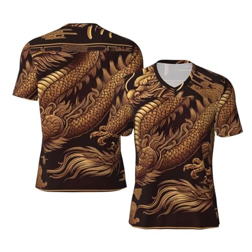 Stylish Athletic Sports Jersey Asian-Dragon Men's Rugby Jersey Large Black