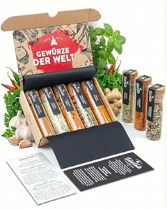 TIMBER TASTE® 5 Gewürze aus aller Welt - Seltenes Gewürz Geschenkset Männer - Gewürzset Geschenke für Mann - Ausgefallene Geschenkidee Erwachsene Kleinigkeit - Tolle Weihnachtsgeschenke