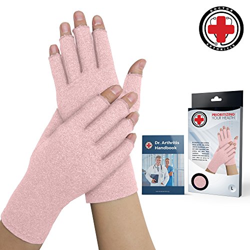 Doctor Developed Pink Ladies Arthritis Compression Gloves and Doctor Written Handbook -Relieve Arthritis