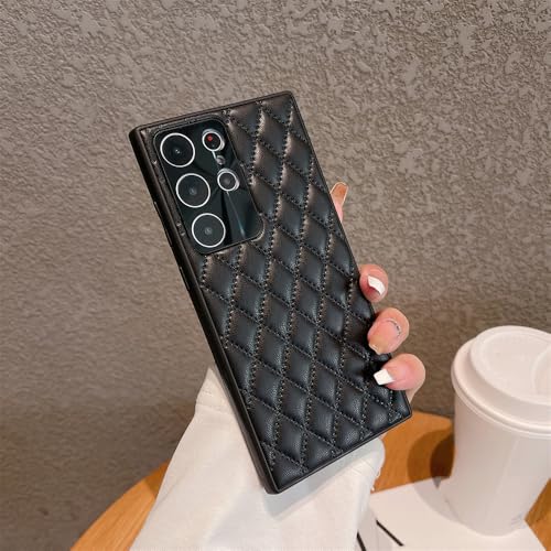 Étui en cuir pour Samsung S23 au motif treillis de diamant chic