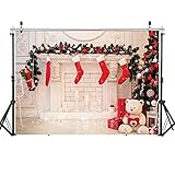 WOLADA 7x5ft Christmas Backdrops for Photography Baby Christmas Background Fireplace Christmas Backgrounds for Photography Party Christmas Photo Backdrop for Studio Props 11181
