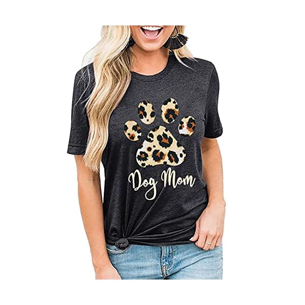 Umsuhu-Dog-Mom-Leopard-Sunflower-Shirts-for-Women-Graphic-Tee-Shirts-Tops Umsuhu Dog Mom Shirts Gifts for Women Dog Lover Shirts Gifts Cute Paw Graphic Tee Shirts Tops (X-Large, A-Dark Gray)