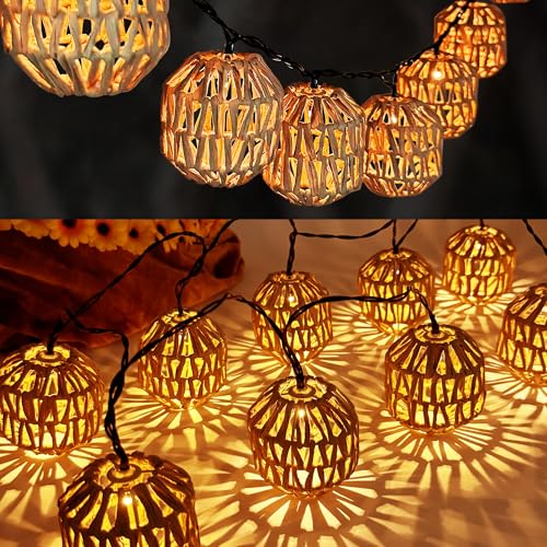 Shengruili 10er LED Solar Lichterkette Aussen,LED Solar Rattankugel...