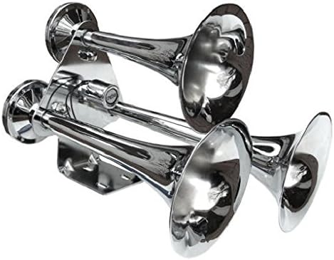 Viking Horns | Three Trumpet Air Horn (Chrome) | Low Pitch | Extremely Loud (152dB) - [V307]