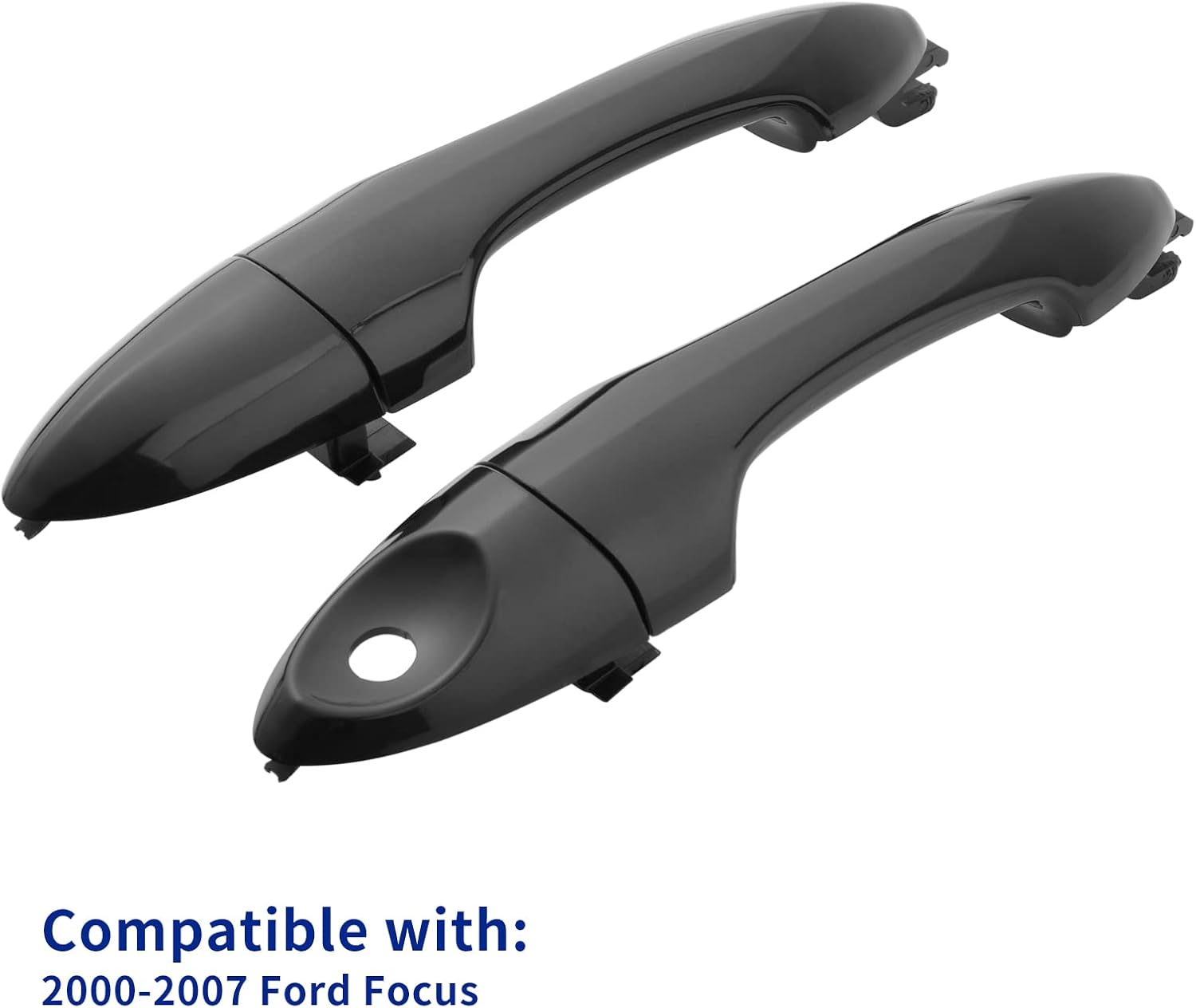 Pair of Exterior Door Handle Compatible with Ford Focus 2000-2007,Front Left Drive & Right Passenger Side Replaces OE# 79354,YS4Z5420966AAA,Smooth Black