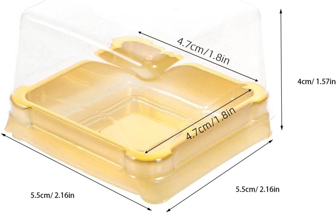 50 Pcs Mini Cake Box, Clear Plastic Cupcake Box with Lids Single Square Dessert Container Mooncake Packing Pans for Cupcakes, Macarons, Mooncakes – Wedding, Birthday, Party 2.16 X 2.16 X 1.57 in image 4