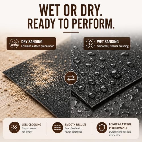 Image of APPLES (150,180,220,320) Grit Silicon Carbide Sandpaper, Electro Coated Latex Waterproof Abrasive Paper for Wet & Dry Sanding, Auto, Wood & Metal Polishing (Pack Of 4)