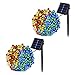 Produktbild JMEXSUSS 2 Pack Solar Lichterkette 100LED 42.7ft 8 Modi Solar Weihnachtsbeleuchtung wasserdicht für Gärten, Hochzeit, Party, Häuser, Weihnachtsbaum, Vorhänge, im Freien (Mehrfarben)