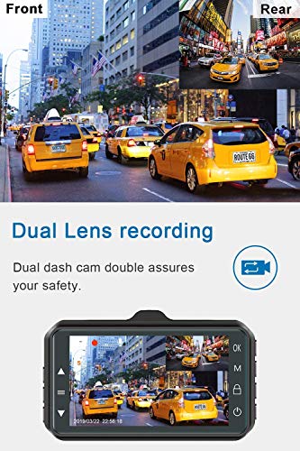 Image of FNX Dual Dash Cam Full HD 1080P with 170 Wide Angle,Parking Mode, G-Sensor, Night Vision, Front and Rear Dashboard Camera,
