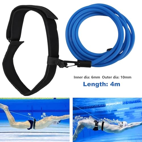 Schwimmgürtel Einstellbare Schwimmgürtel Pool Schwimmwiderstand Schwimmleine Durable für Schwimmingpools Widerstandstraining(Inklusive ohrstöpsel und nasenklammer)