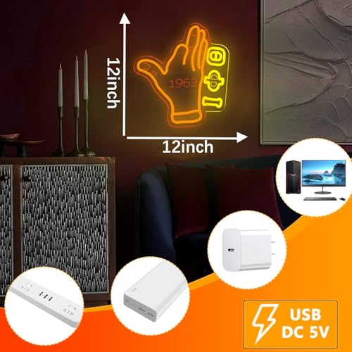 Image of Tiabuy Iota Fraternity Neon Signs 1963 for Wall Decor, Phi Theta Fraternity LED Lights Hand Signs for Brother Birthday Gifts, Party Decor,Paraphernalia Gifts