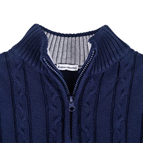 Kid Nation Boys' 1/4 Zip Casual Cable Knit Long Sleeve Pullover Sweater, Navy, 5-6 #TOP2
