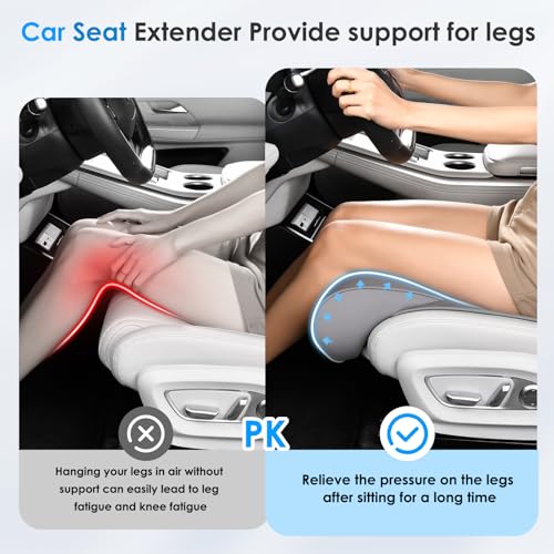 Image of FLORICH Car Seat Extender Leg Support Cushion for Driver Seats Office Chair, Leather Widened seat Cushion for Long Drivers Universal Car Seat Cushion Legs Rest Pads-Grey