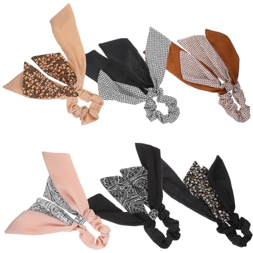 BESTYASH 6 Piezas cinta para el pelo departamento de caballo coleteros elástico bollo accesorios para el cabello de las mujeres gomas para el pelo gomas para mujer tela