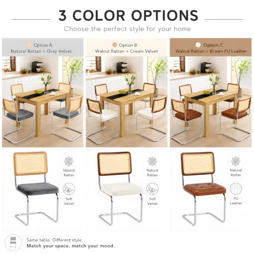 Mesa de comedor de 110x70 cm y 4 sillas de terciopelo gris oscuro para espacios compactos 7