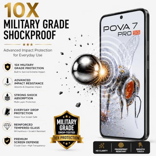 Image of ArmourPro 3D Borderless Tempered Glass for Tecno Pova 7 Pro and Tecno Pova 7, HD Clear Curved Edge to Edge Screen Protector, 9H Hardness, Oleophobic Coating, Case Friendly | Pack of 1