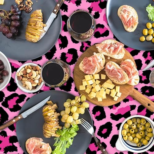 Nappe léopard rose anti-tache | Grande nappe rectangulaire anniversaire - 6