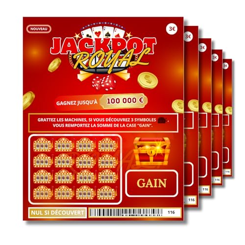Annoncea 5 Faux Tickets à gratter gagnants | Faux Gains de 50 000€ | Carte à gratter Prank | Farces et attrapes | pour Blague Anniversaire, noël
