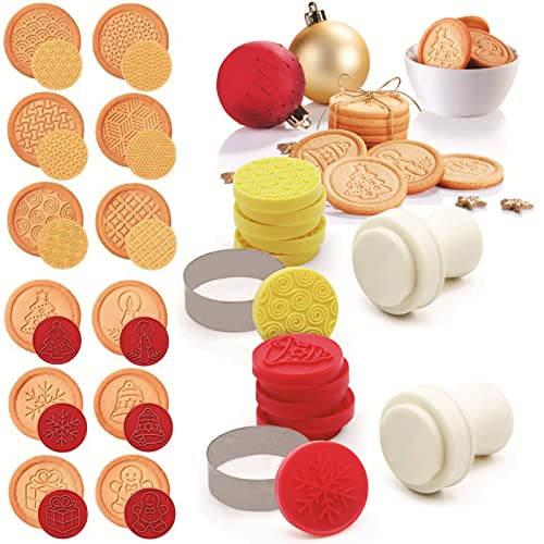 12 Pcs Tampon à Biscuits,WideSmart Emporte Pièce Decoupoir Patisserie Mini Plastique Timbre de Biscuit Emporte Pièces Noël pour Décoration de Gâteau Cookie Cuisson Diy Decoration Noel de Pain d'Épice Cover