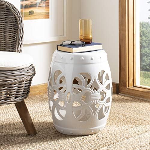 Safavieh Imperial Vine Ceramic Decorative Garden Stool, Antique White
