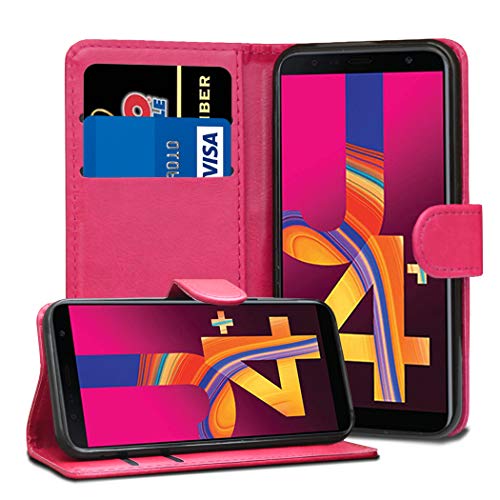 Samsung Galaxy J4+ Plus Cases - Premium Wallet Leather Flip Case Cover For Samsung Galaxy J4+ Plus [Card Holder] [Magnetic Closure] (Pink)
