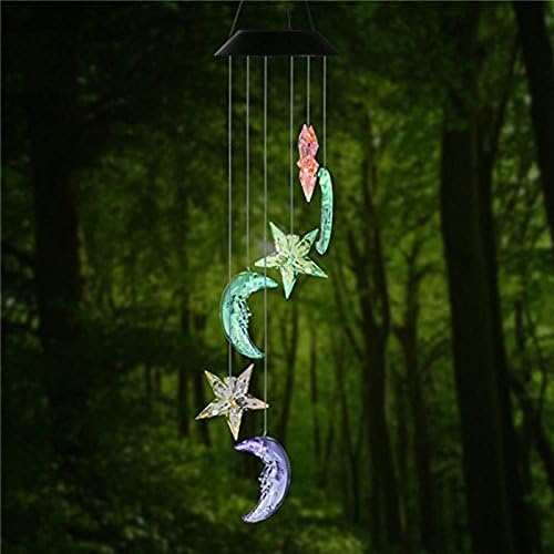 Moon And Star Color Change Led Wind Chimes Garden Park Decoration Great For Brightening And Embellishing Your Balcony, Garden, Pathway Child Room