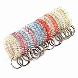 20 Packs Mix Color Plastic Coil Stretch Wristband Elastic Stretchable Spiral Bracelet Key Ring/Key Chain/Key Hook/Key Holder for Gym, Pool, ID Badge and Outdoor Sports (Transparent)