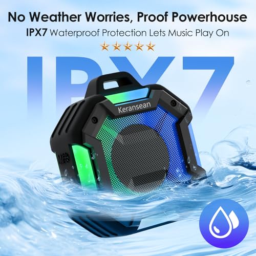 Bluetooth Shower Speaker, Portable Bluetooth Speakers IPX7 Waterproof Shower Speaker Wireless, Outdoor Speaker with Lights, TWS Stereo Pairing for Paddle Board/Beach/Pool/stocking stuffers, Black - Image 3