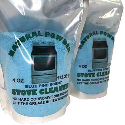 2 PACK Handmade Stove cleaner degreaser natural cleaning option, no fumes, no harsh chemicals, Blue pine scent resealable bag of 4 oz Each bag