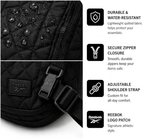 Image of Reebok Womens Crossbody Bags - Lightweight Sling Cell Phone Purse, Quilted Small Crossbody Bags Women