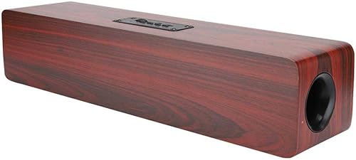 Miniatura 9 de Altavoz Bluetooth de madera, sonido de altavoz de computadora de TV de 12 W con soporte de subwoofer de 4 graves Bluetooth, AUX, tarjeta TF, FM (# 1)