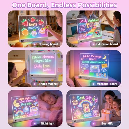 Image of Rechargeable LED Drawing Board for Kids,16 inch Large Glow Doodle LED Note Board with 13 Light Modes,Neon Light Up Drawing Tablet with Stand,Creative Birthday Gifts for Girls Boys Age 3-12 (White)