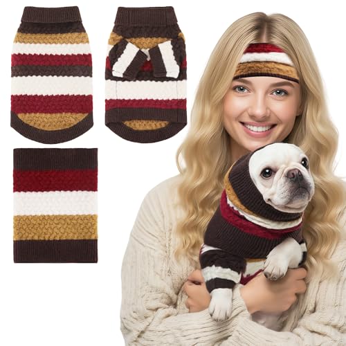 KAROKU 2 Pcs Scarf and Sweater Set for Dogs &