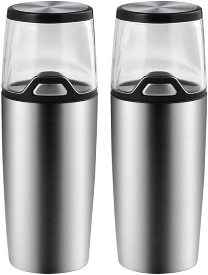 Electric Pepper Mill Stainless Steel Automatic Salt and Pepper Grinder with LED Light Thickness Adjustment Kitchen Spice Mill(E)