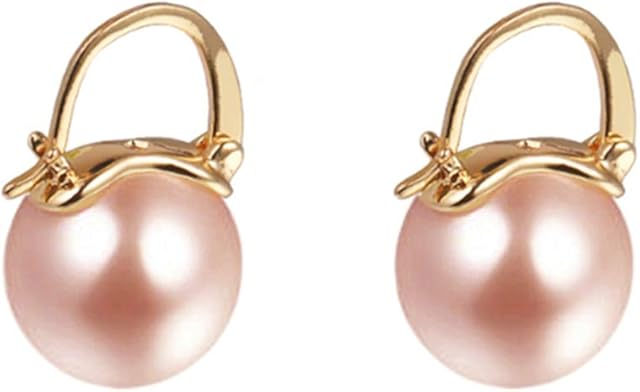 YAXUN Pearl Earrings Women 18ct Gold Plated with 15mm Champagne Gold Color Large Pearl Drop Dangle Earrings Fashion Jewellery For Women Girls
