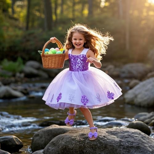 Image of THEE BRON Toddler Girls Sandals Wedding Flower Girl Dress Shoes Open Toe Flats