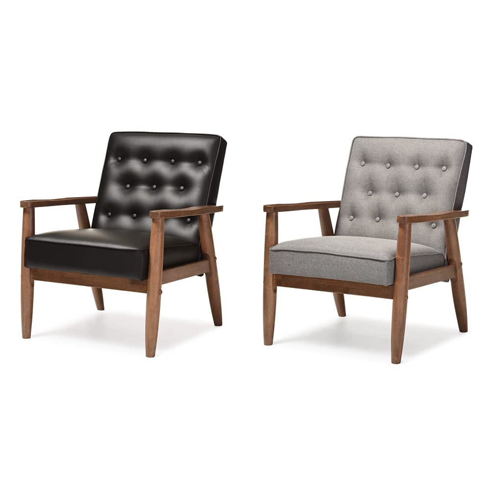 Baxton Studio BBT8013Black Chair armchairs, Black & BBT8013Grey Chair