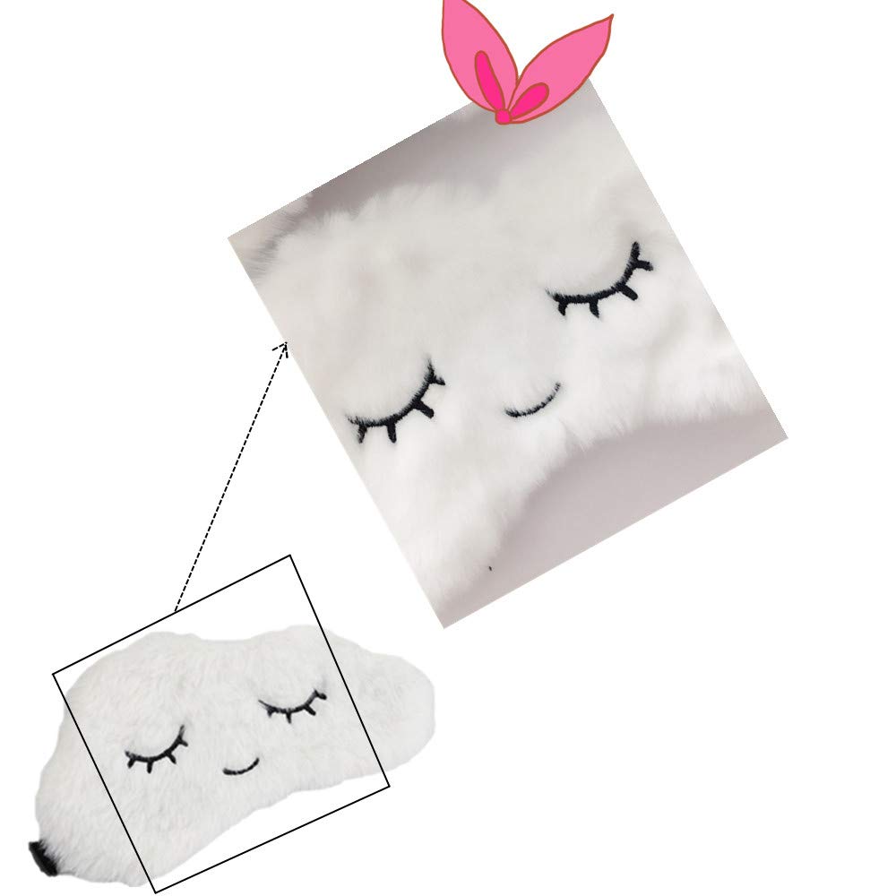 3 stuks wolk oogmasker zacht slapen reizen masker pluizig ademend cartoon oogmasker voor kinderen volwassen vrouwen (3 kleuren