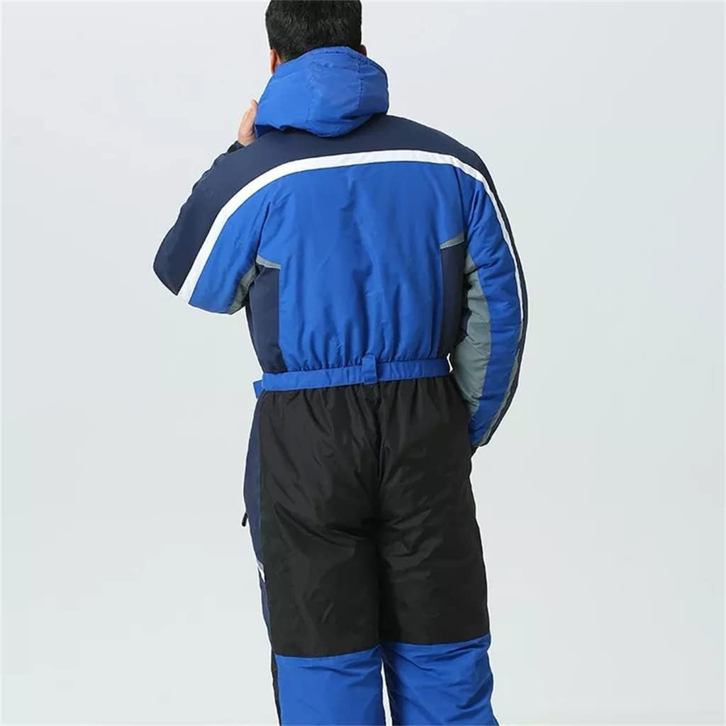 Men's Fleece Warm Outdoor Snowboard Jacket Overalls Snow Pants Jumpsuit Winter -Piece Ski Suit