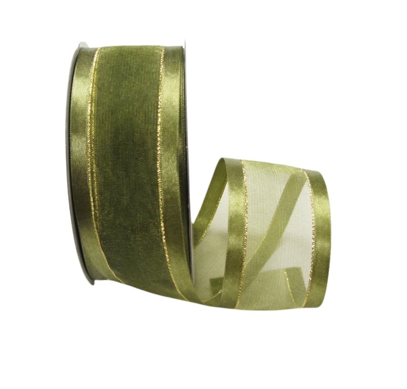 5/8" Metallic Gold Organza Ribbon With Iridescent Edge – 25 Yard Spool, Sheer & Shiny For Crafts/Wrapping