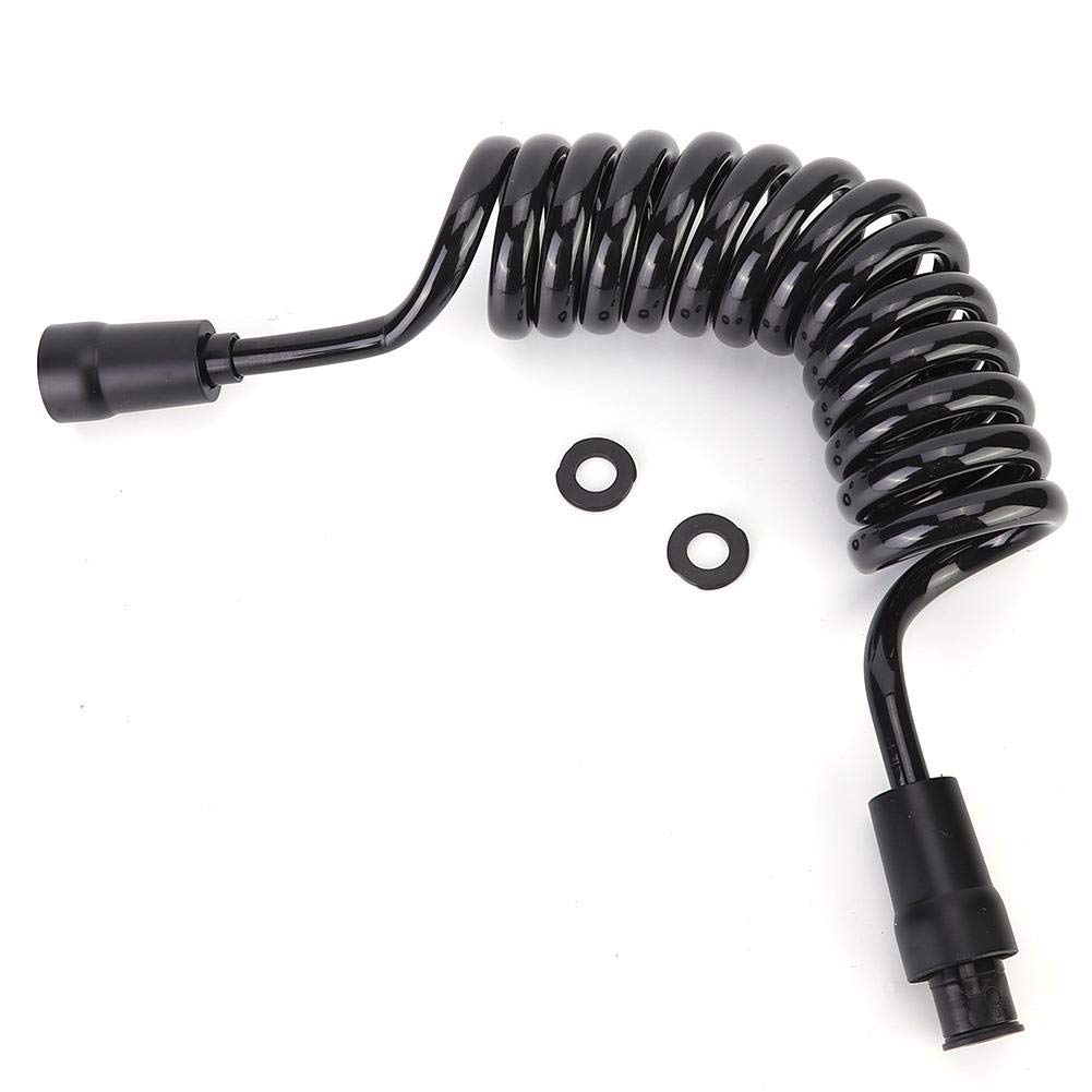 Household Bathroom Handheld Bidet Sprayer with Spring Tube Hose PU Material Black 360 Degree Anti-Winding Design for Feminine