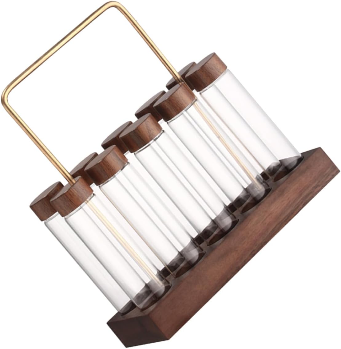 DOITOOL Sealed Airtight Coffee Bean Storage Tubes with Transparent Glass Vials and Display Stand Individual Removable Canisters for Freshness Preservation and Scent Retention for Coffee