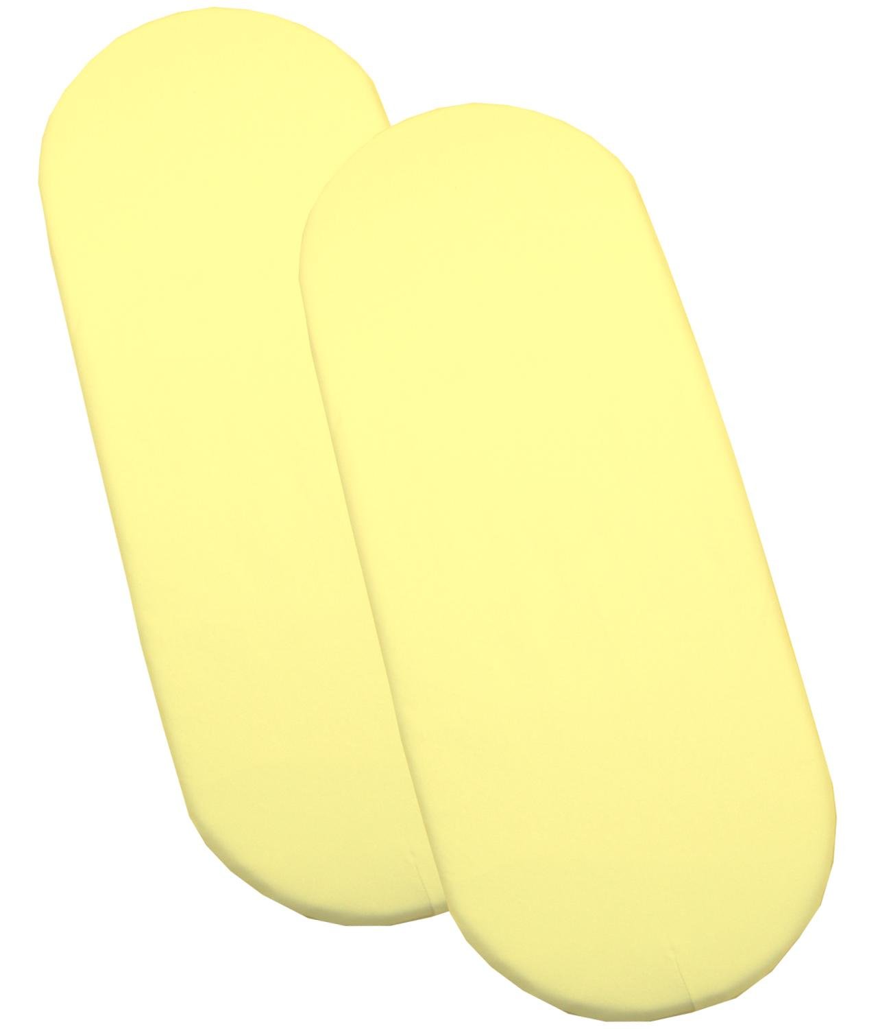 BabyPrem 2 Fitted Cotton Moses Basket Sheets (73-76 x 28-30cm) Lemon
