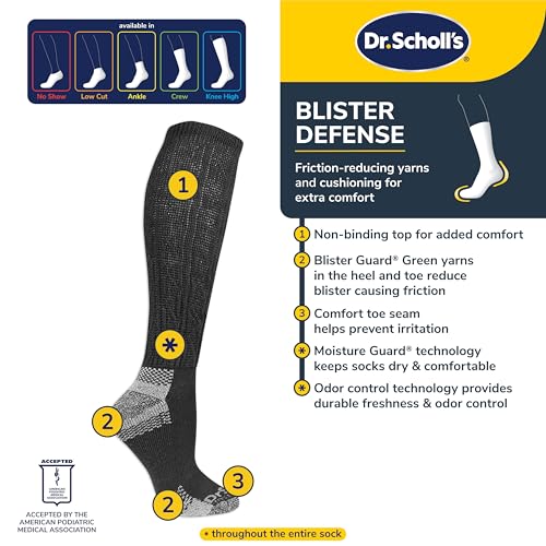 Dr. Scholl's Women's Advanced Relief Blisterguard Socks-2 & 3 Pair Packs-Non-Binding Cushioned Comfort2