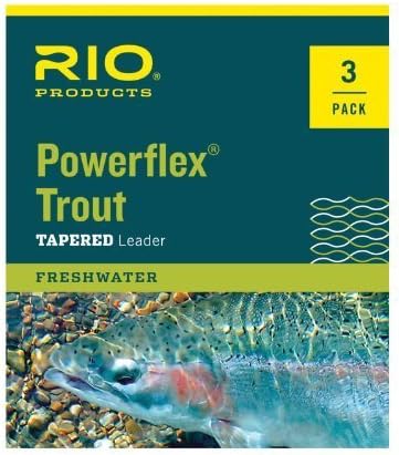 RIO Products Powerflex Trout Leader 3-Pack โ 7.5, 9, 12ft Fly Fishing Tapered Leaders with Perfection Loop โ Advanced Copolymer for Strength, Turnover & Presentation โ 0X-7X